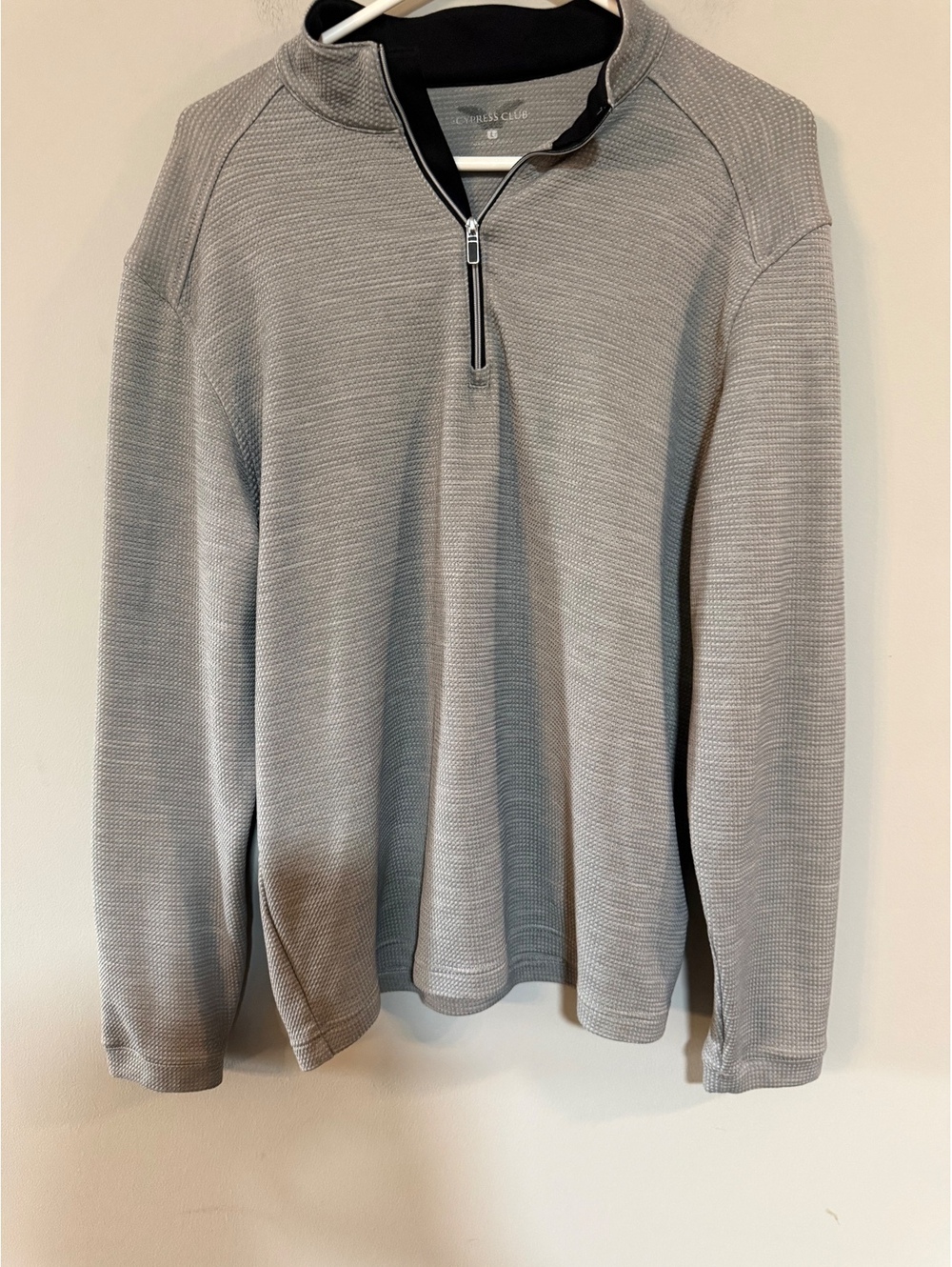 Cypress Club Men's Light Gray Quarter Zip Pullover Size L
